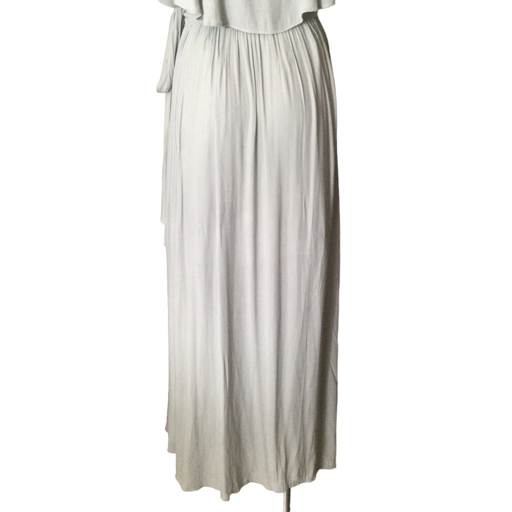 Free People Blue Gray Embroidered Fiona Maxi True Wrap Dress - Picture 12 of 15